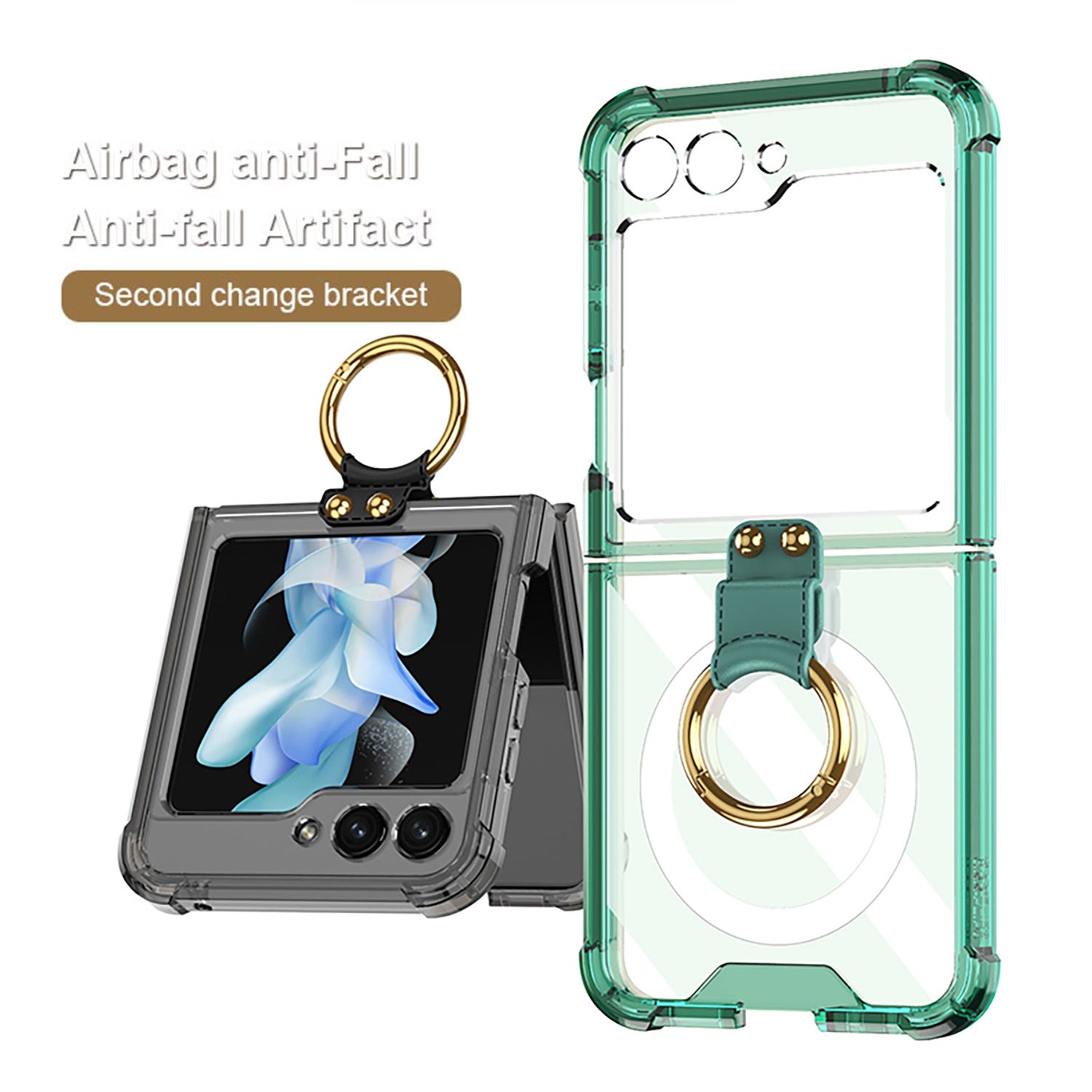 GKK pro Samsung Galaxy Z Flip5 5G Kickstand Pouzdro na telefon Airbag TPU magnetický kryt GKK pro Samsung Galaxy Z Flip5 5G Kickstand Pouzdro na telefon Airbag TPU magnetický kryt